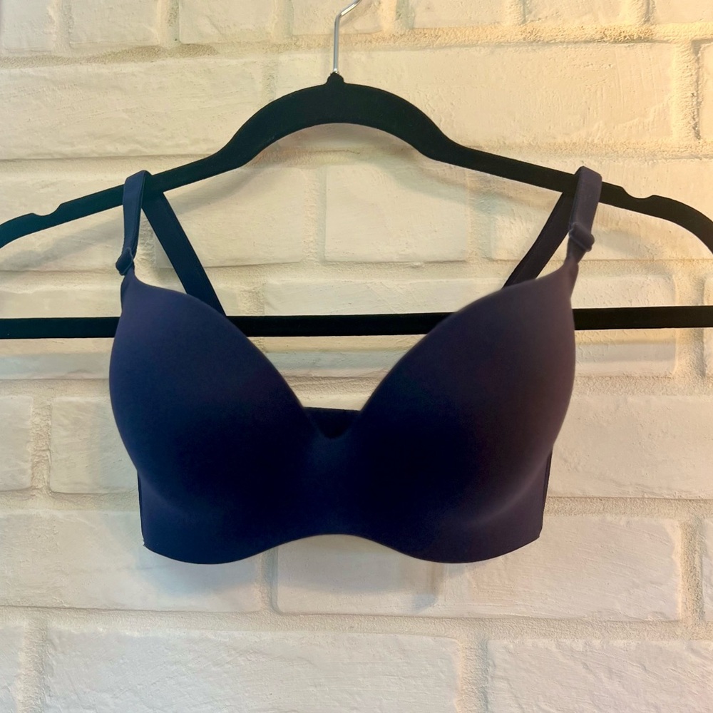 NWT Soma Enbliss Push-up Padded Underwire Demi Bra 32 D Navy Back Hook #0091